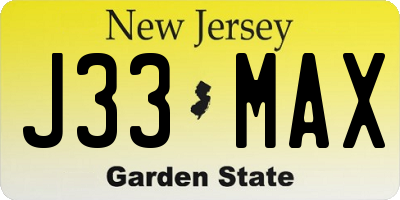 NJ license plate J33MAX