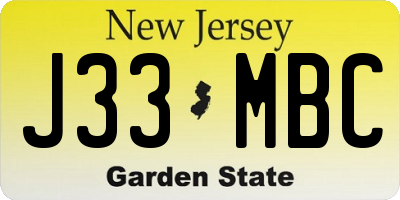 NJ license plate J33MBC