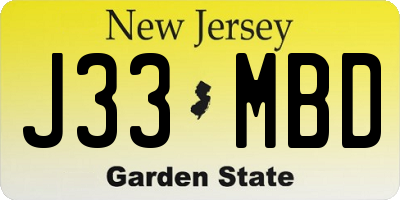 NJ license plate J33MBD