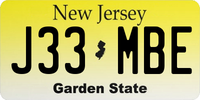 NJ license plate J33MBE