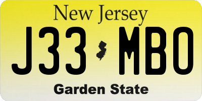 NJ license plate J33MBO
