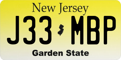 NJ license plate J33MBP
