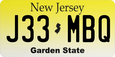 NJ license plate J33MBQ