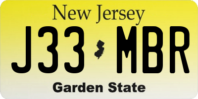 NJ license plate J33MBR