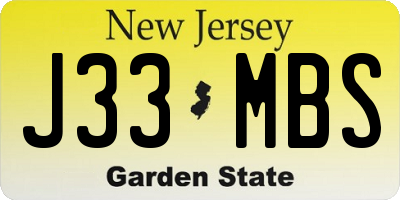 NJ license plate J33MBS