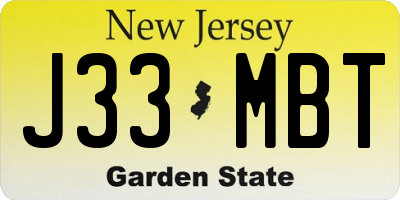 NJ license plate J33MBT