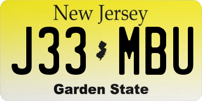 NJ license plate J33MBU