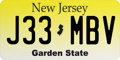 NJ license plate J33MBV