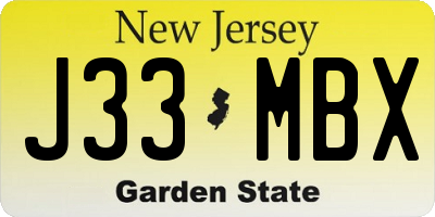 NJ license plate J33MBX