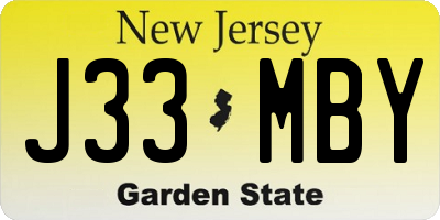 NJ license plate J33MBY