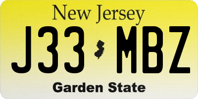 NJ license plate J33MBZ