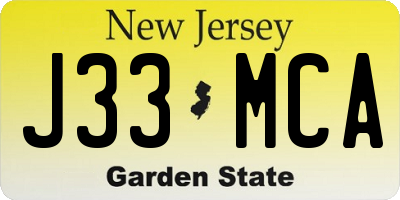 NJ license plate J33MCA