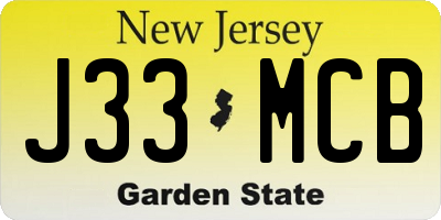 NJ license plate J33MCB