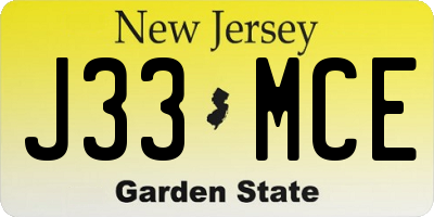 NJ license plate J33MCE