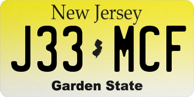 NJ license plate J33MCF