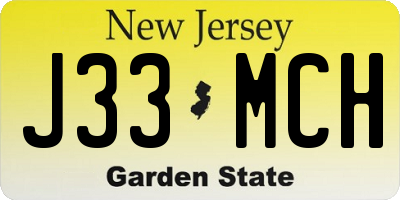 NJ license plate J33MCH