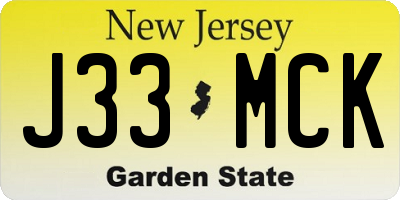 NJ license plate J33MCK