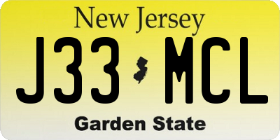 NJ license plate J33MCL