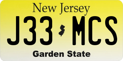 NJ license plate J33MCS