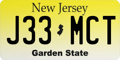NJ license plate J33MCT