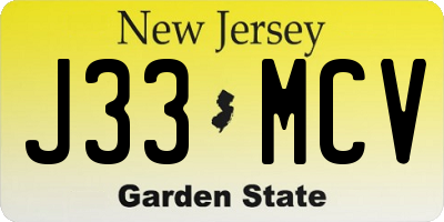 NJ license plate J33MCV