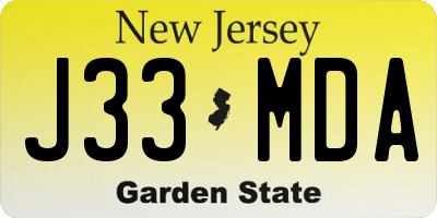 NJ license plate J33MDA