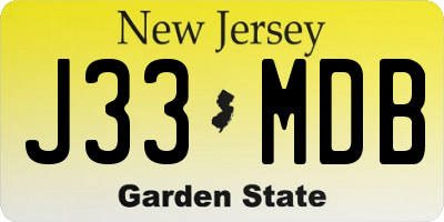 NJ license plate J33MDB