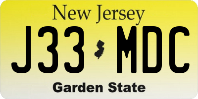 NJ license plate J33MDC