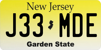 NJ license plate J33MDE