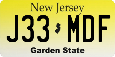 NJ license plate J33MDF