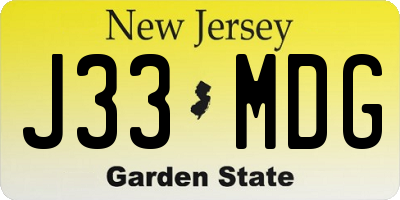 NJ license plate J33MDG