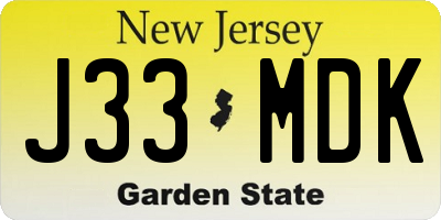 NJ license plate J33MDK
