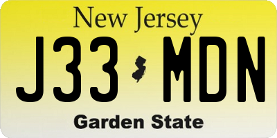 NJ license plate J33MDN