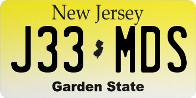 NJ license plate J33MDS
