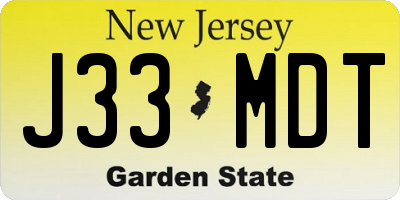 NJ license plate J33MDT