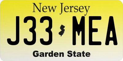 NJ license plate J33MEA