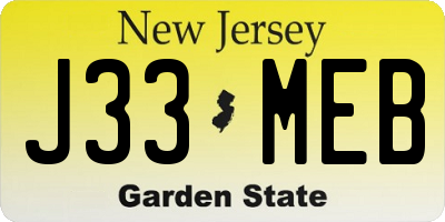 NJ license plate J33MEB