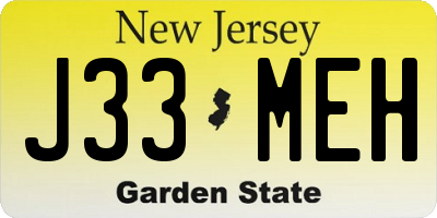 NJ license plate J33MEH