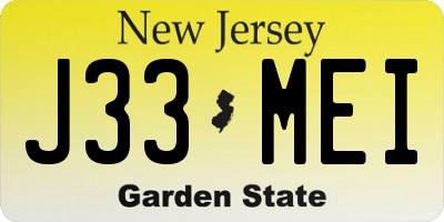 NJ license plate J33MEI