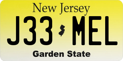 NJ license plate J33MEL