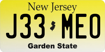 NJ license plate J33MEO