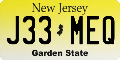 NJ license plate J33MEQ