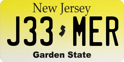 NJ license plate J33MER
