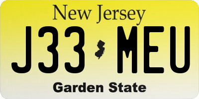 NJ license plate J33MEU