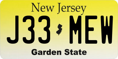 NJ license plate J33MEW
