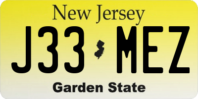 NJ license plate J33MEZ