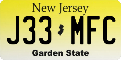 NJ license plate J33MFC