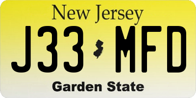 NJ license plate J33MFD