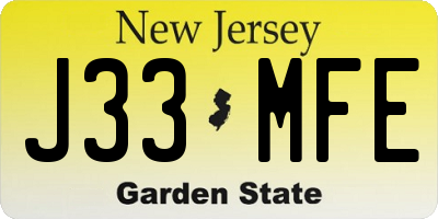 NJ license plate J33MFE
