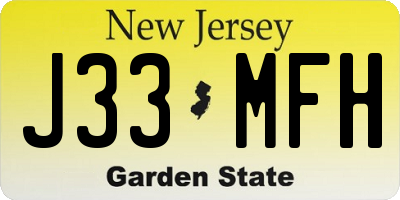NJ license plate J33MFH